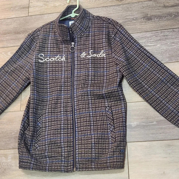 Scotch & Soda Camper Comic Camper grey brown plaid long sleeve zipup jacket - Picture 11 of 12